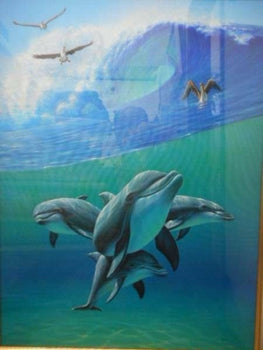 Charles Lynn Bragg - Dolphin Unique Original Acrylic Painting Signed Well Framed