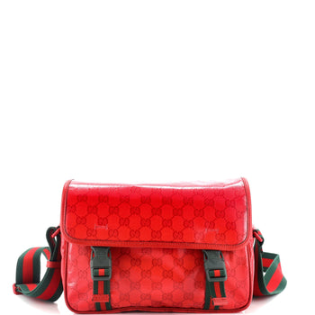 Gucci Web Buckle Messenger Bag Gg Coated Canvas Small