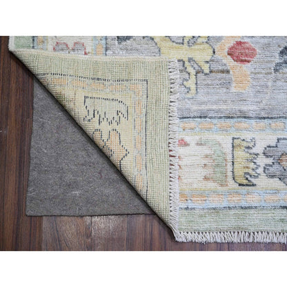11'6"X15'7" Green Afghan Angora Oushak Wool Hand Knotted Oversized Rug