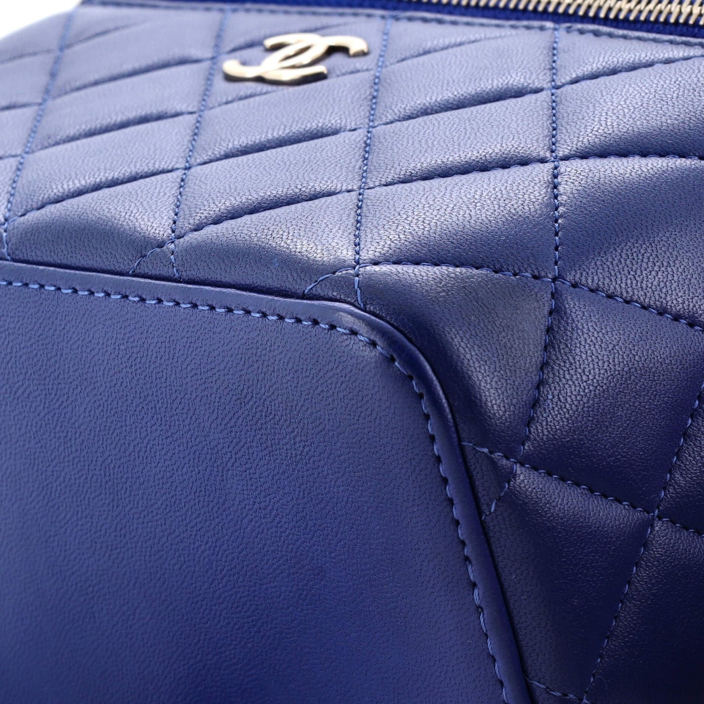 Chanel Classic Top Handle Vanity Case With Chain Quilted Lambskin Small