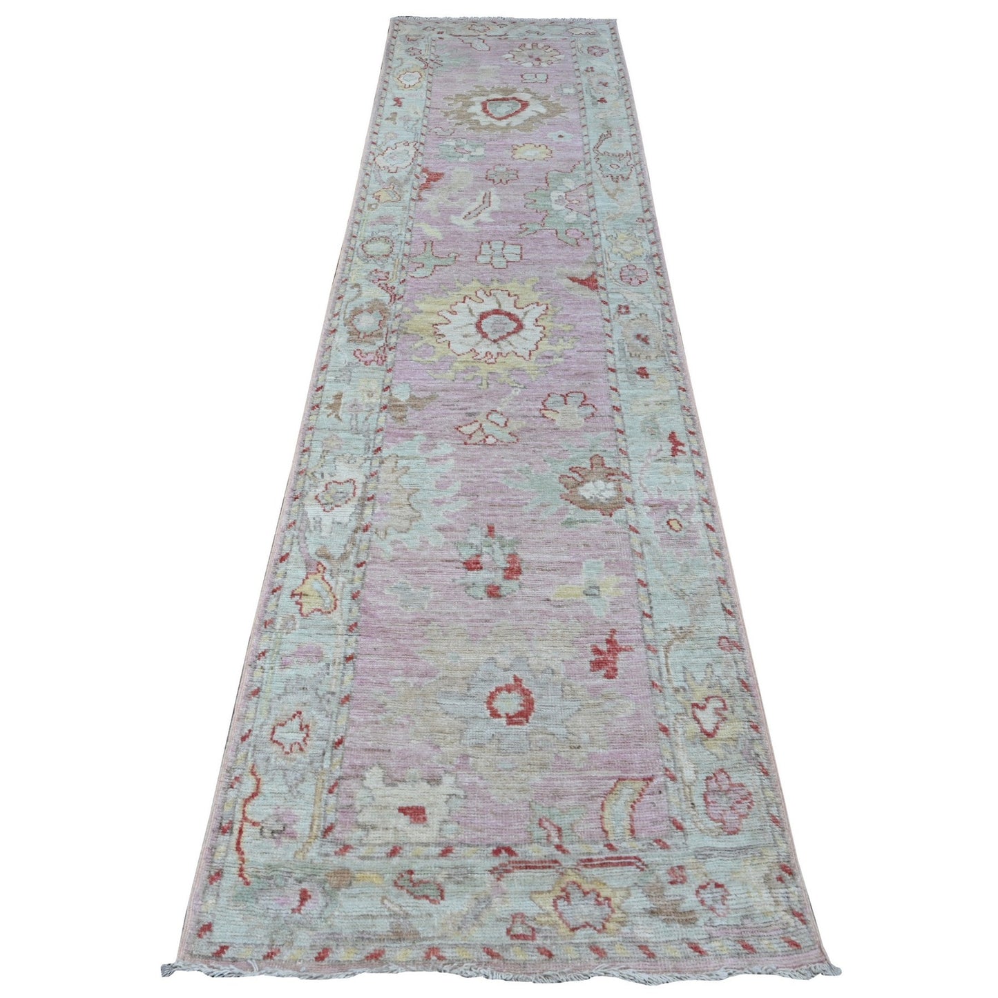 2'10"X11'6" Dust Storm Pink Angora Oushak Runner Oriental Rug