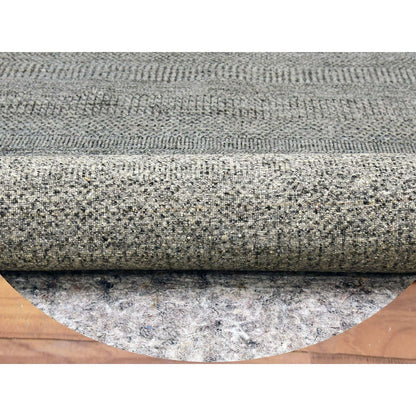 10'X10' Knitting Needles Gray Undyed Wool Hand Knotted Grass Round Rug