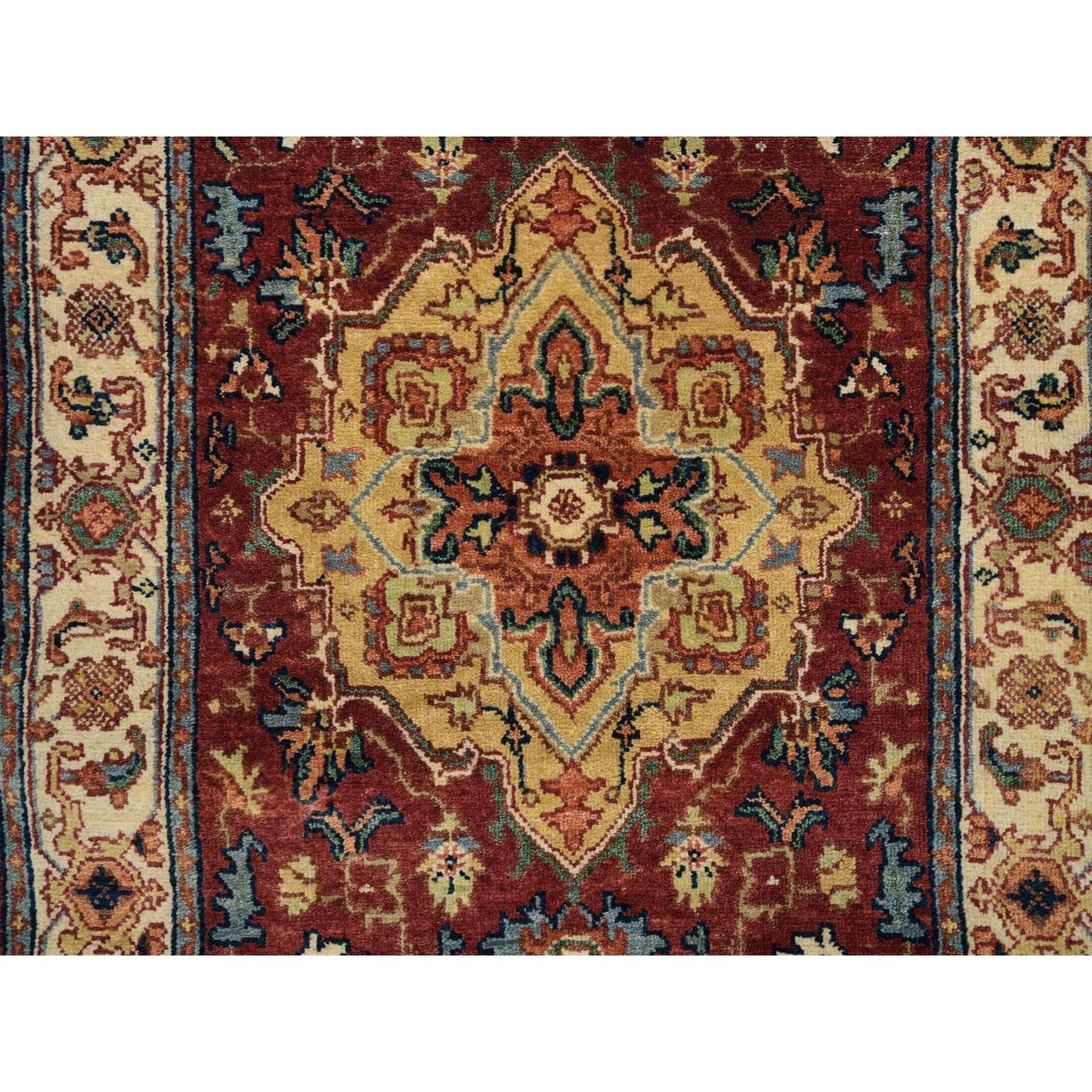 2'5"X20'1" Red Antiqued Fine Heris Wool Hand Knotted Xl Runner Rug