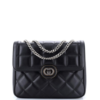Gucci Deco Chain Flap Bag Mixed Matelasse Leather Small