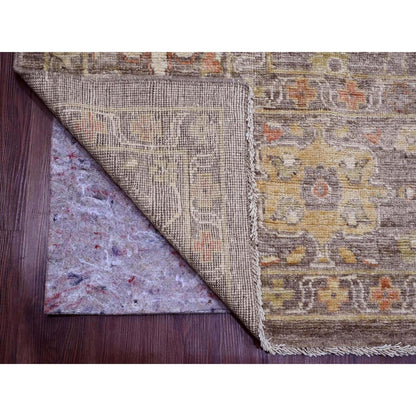 8'X15'7" Brown Pure Wool Afghan Angora Oushak Hand Knotted Runner Rug