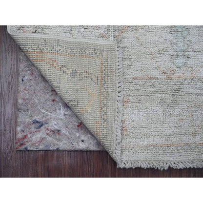 2'8"X9'8" Gray Hand Knotted Angora Oushak Tree Design All Wool Runner Rug