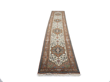 Oversized Heriz Serapi Floral Runner Hand-Knotted