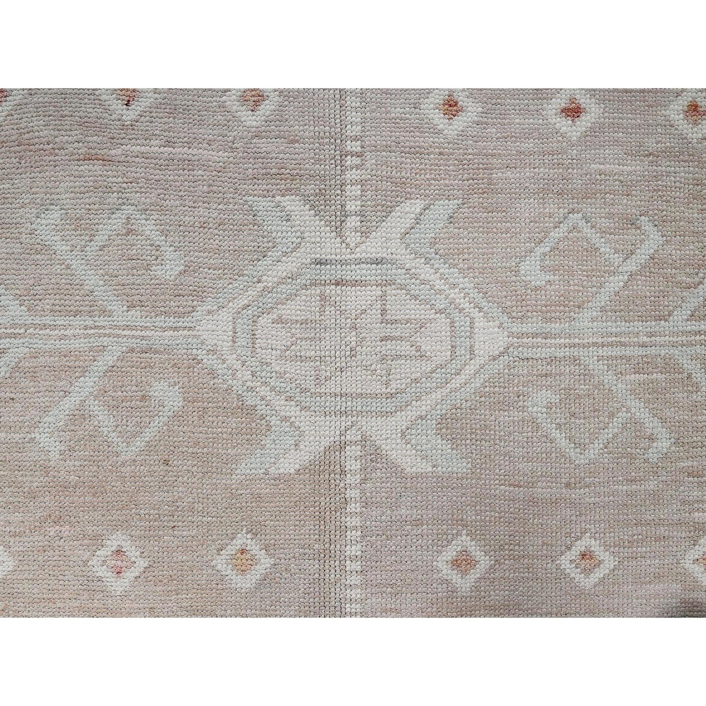 8'10"x10'10" Coral Pink Hand Knotted Anatolian Village Design Pure Wool Rug