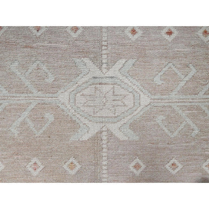 8'10"x10'10" Coral Pink Hand Knotted Anatolian Village Design Pure Wool Rug