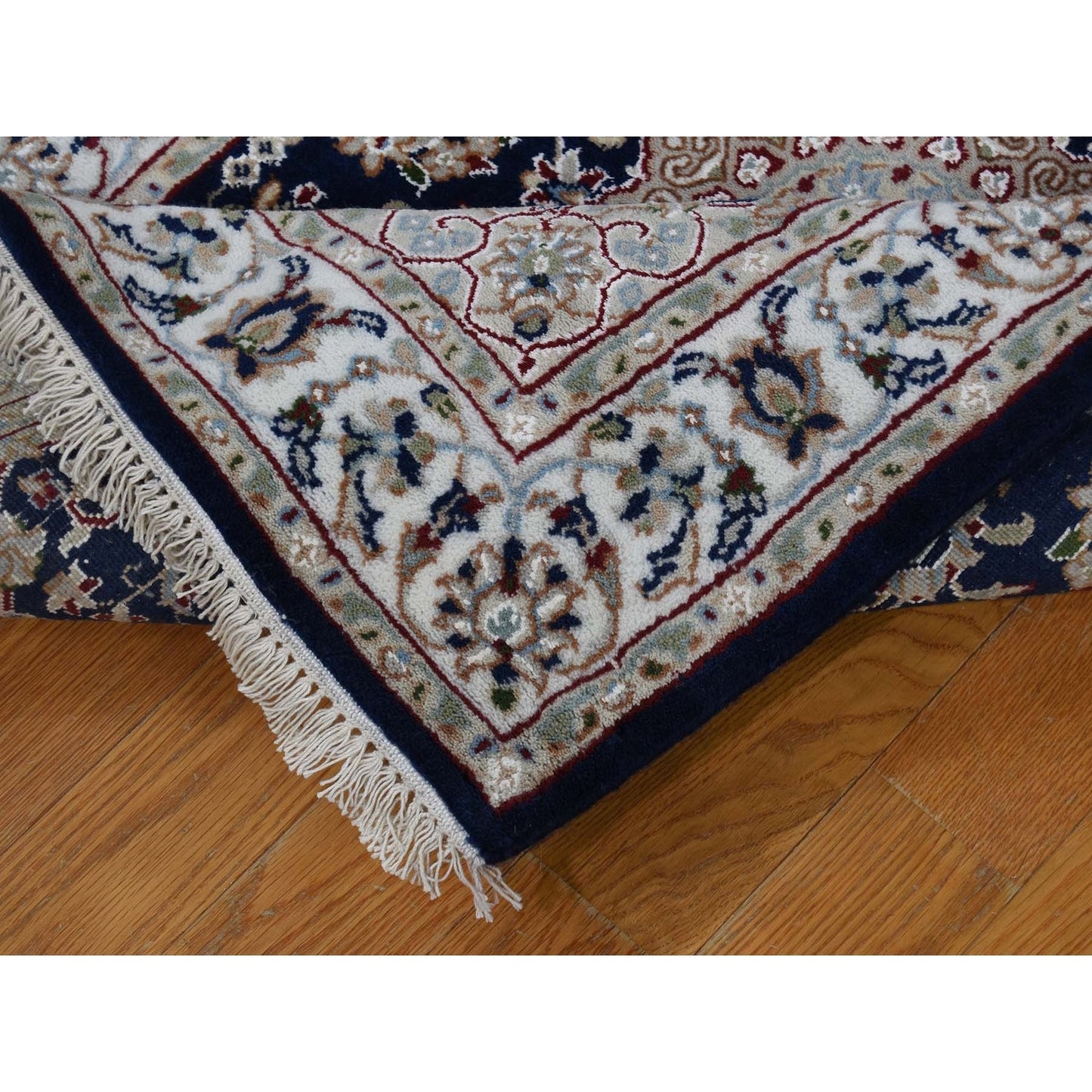 3'X18' Blue Pure Wool 250 Kpsi Nain Xl Runner Hand Knotted Oriental Rug