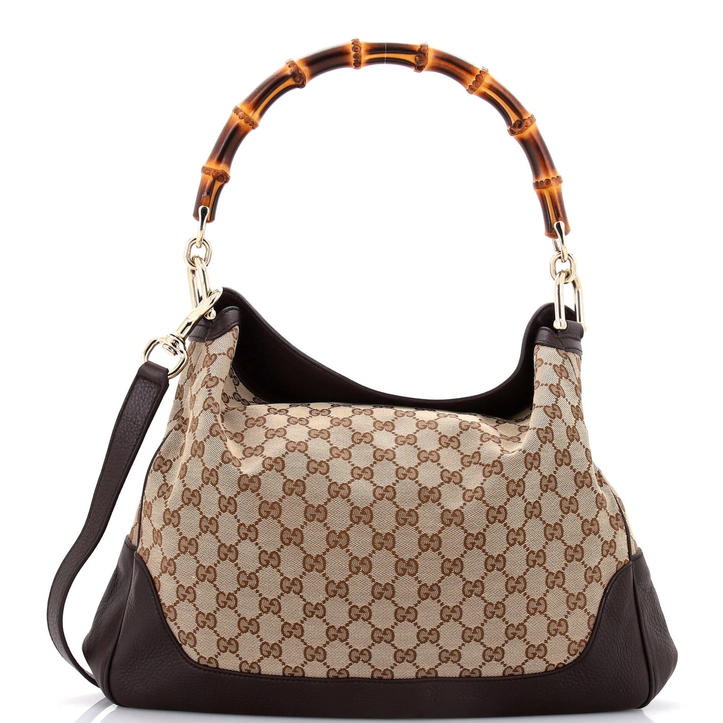 Gucci Diana Bamboo Shoulder Bag Gg Canvas Medium