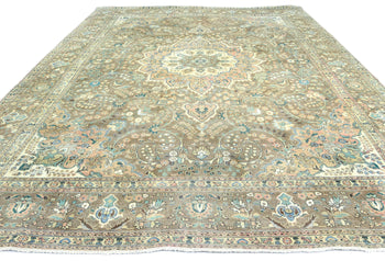 Distressed Vintage Oriental Rug Muted Brown