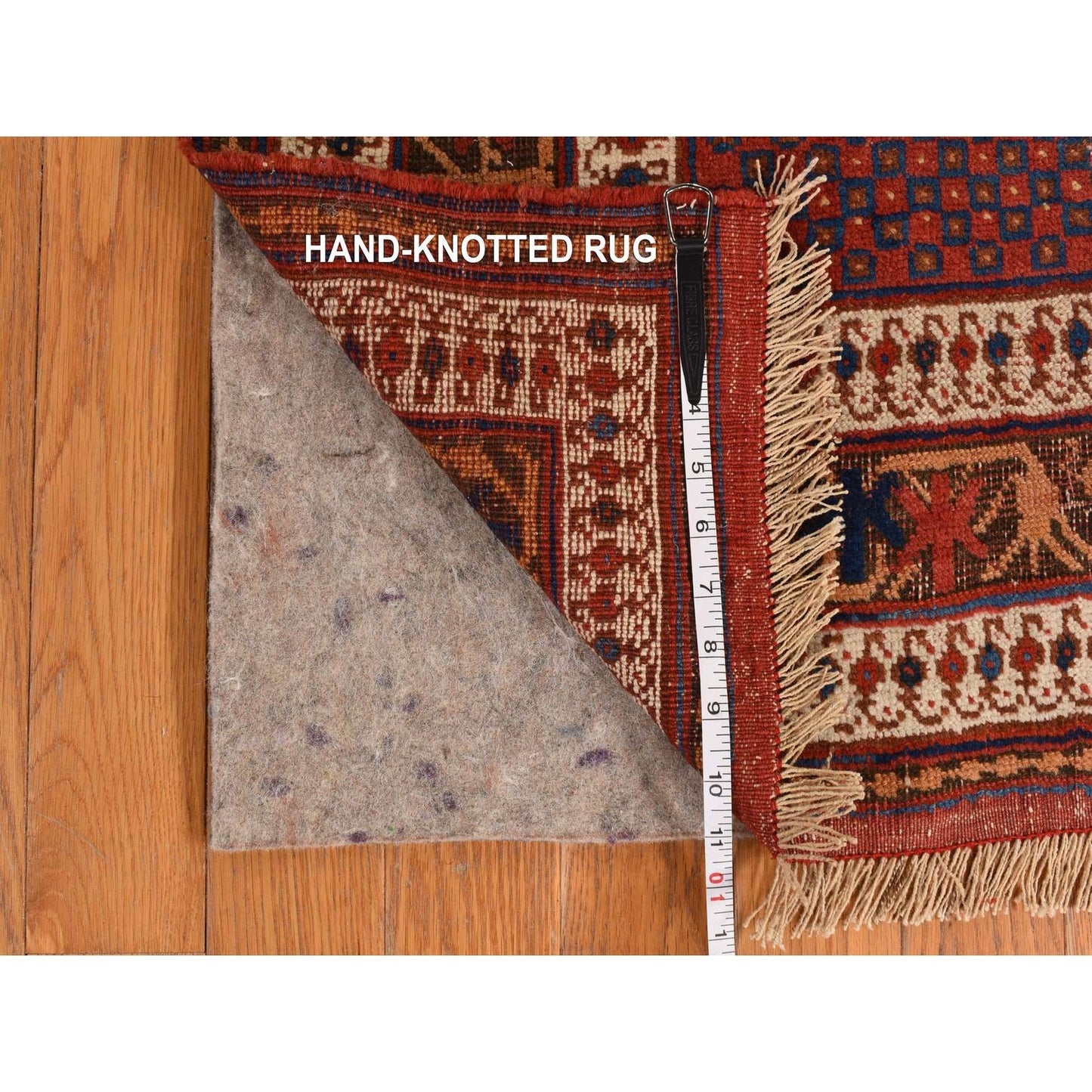 4'1"X5' Blue Antique Zoroastrian Even Wear Wool Hand Knotted Oriental Rug