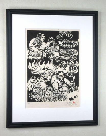 Jorg Schmeisser 1970 Original Woodblock Print