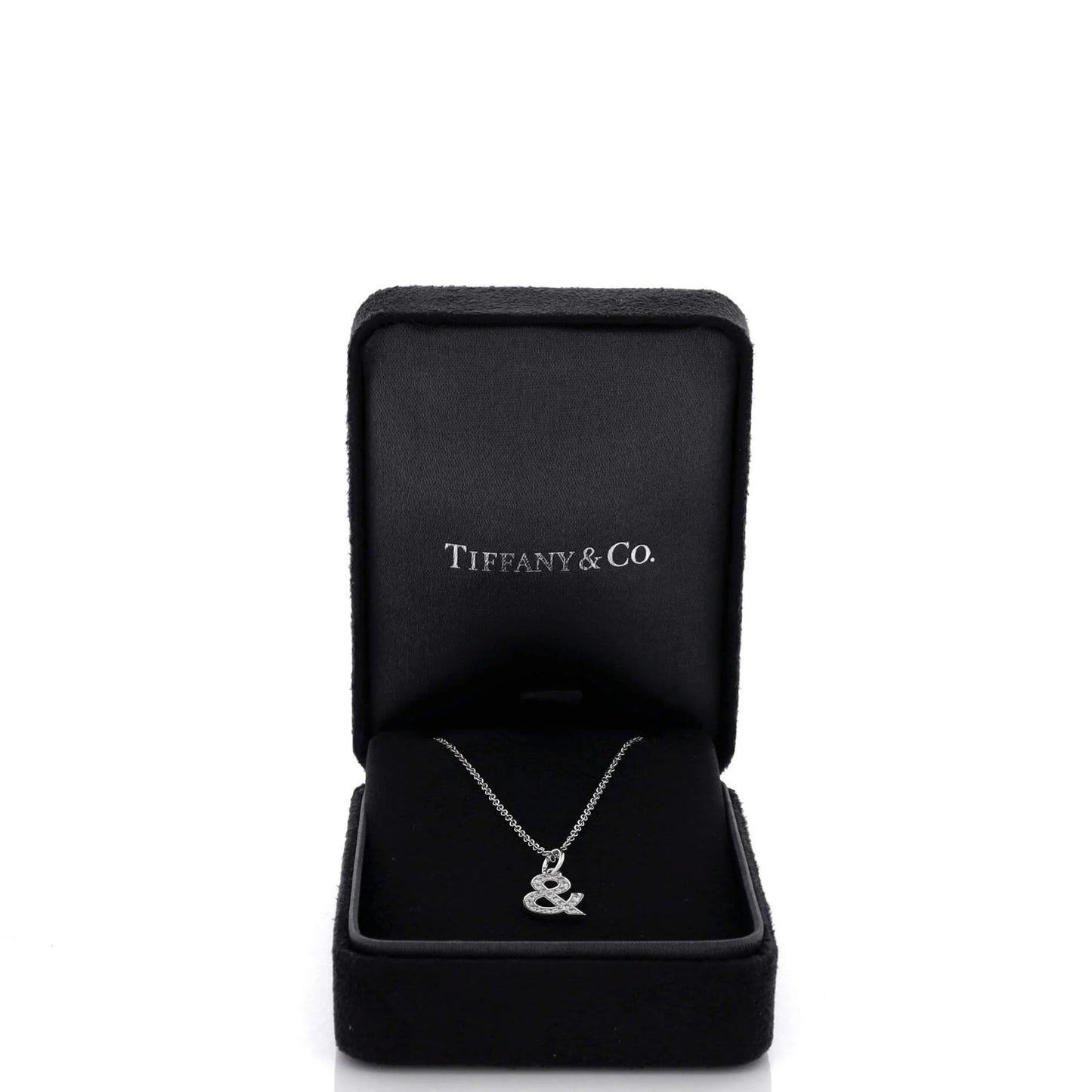 Tiffany & Co. Ampersand Pendant Necklace 18K White Gold With Diamonds