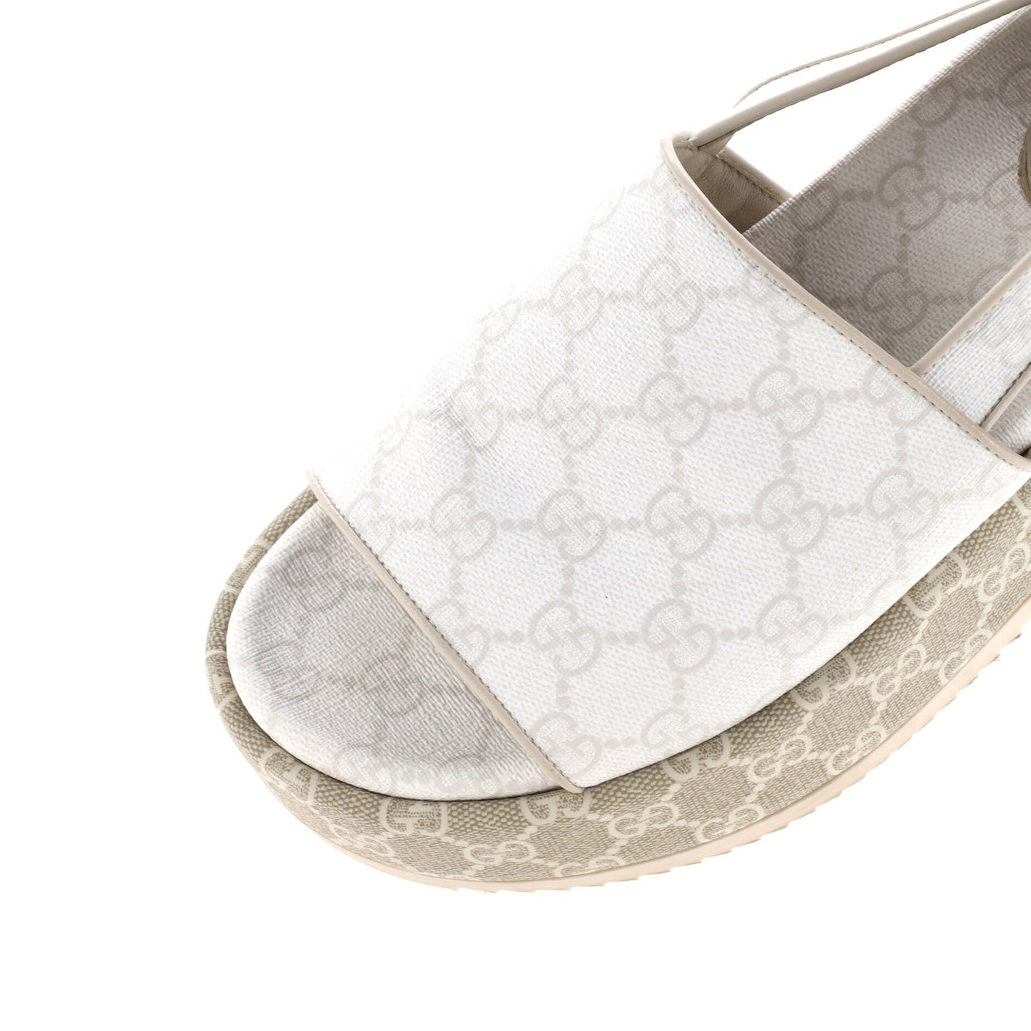 Gucci Women'S Angelina Platform Slingback Sandals Gg Coated Canvas