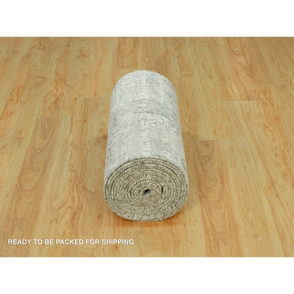 2'6"X26' Owl Gray Hand Knotted Cut And Loop Pile Modern Xl Runner Rug