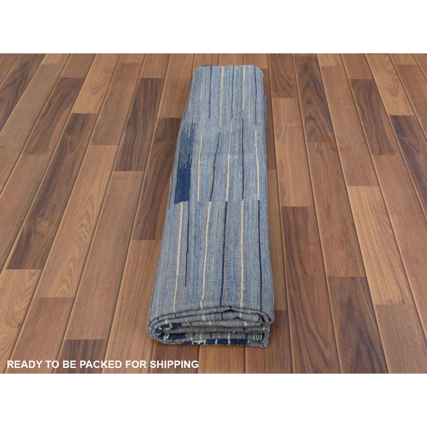 6'4"X9'1" Flat Weave Nomadic Stripe Design Kilim Hand Woven Rug