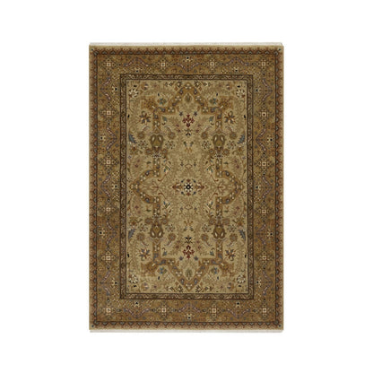 4'1"X6' Brown Tebraz Revival New Zealand Wool And Silk Hand Knotted Rug