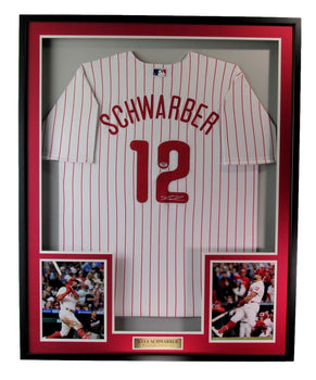 Kyle Schwarber Signed White Baseball Jersey Phillies Framed Psa/Dna 185347