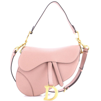 Christian Dior Saddle Handbag With Strap Leather Medium