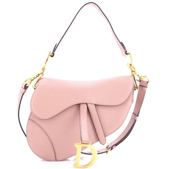 Christian Dior Saddle Handbag With Strap Leather Medium