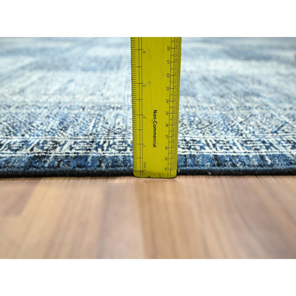 8'X10'1" Aegean Blue Garden Design Tone On Tone Hand Knotted All Wool Rug