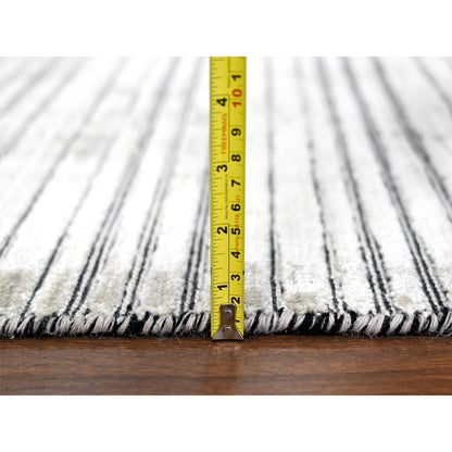 14'X16'2" Taupe Modern Textured Hand Loomed Wool And Silk Oversized Rug