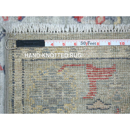 2'7"X9'5" Light Gray Angora Oushak Hand Knotted Afghan Wool Runner Rug