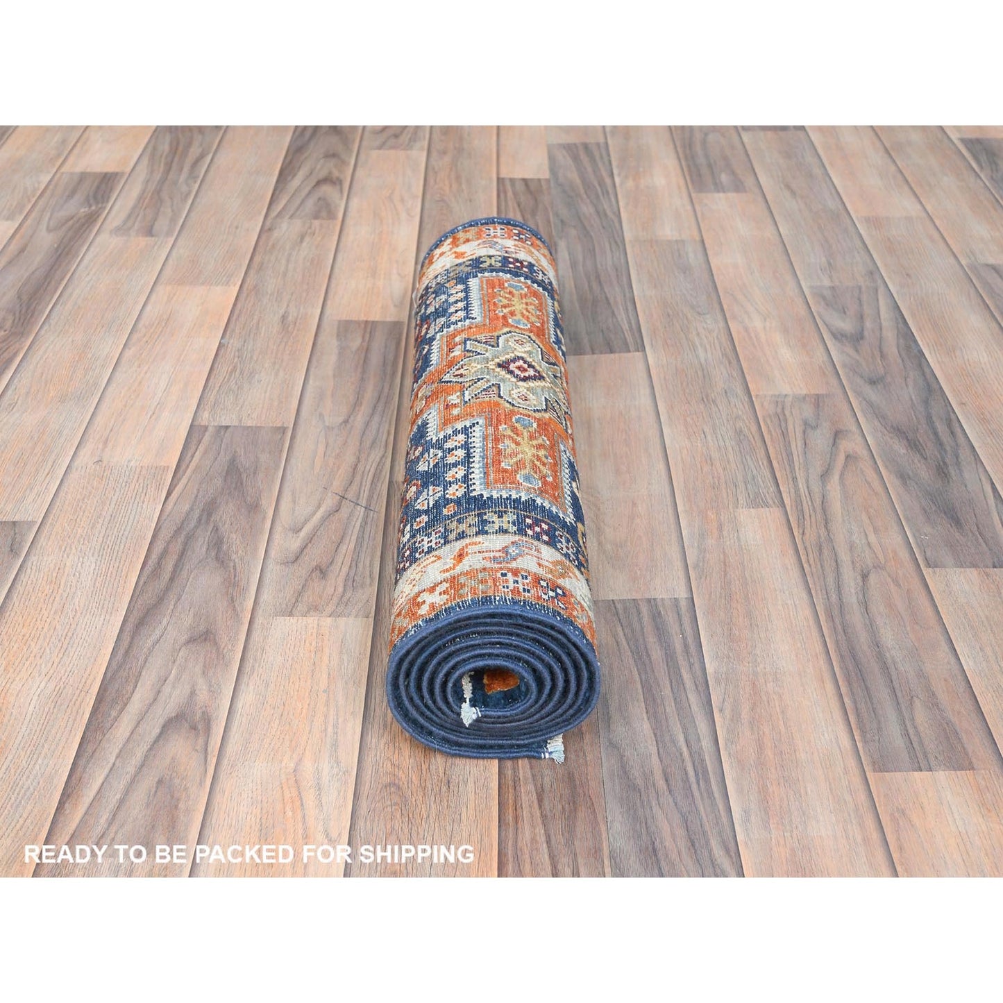 2'1"X5'10" Delft Blue Armenian Inspired Woolhand Knotted Oriental Rug