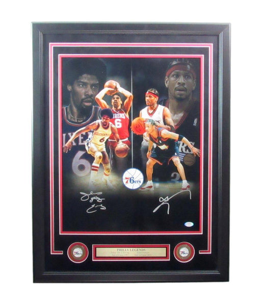 Julius Erving/Allen Iverson Hof 76Ers Autographed