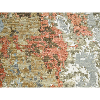 6'1"X9'2" Gray With Rust Abstract Design Wool Hand Knotted Oriental Rug