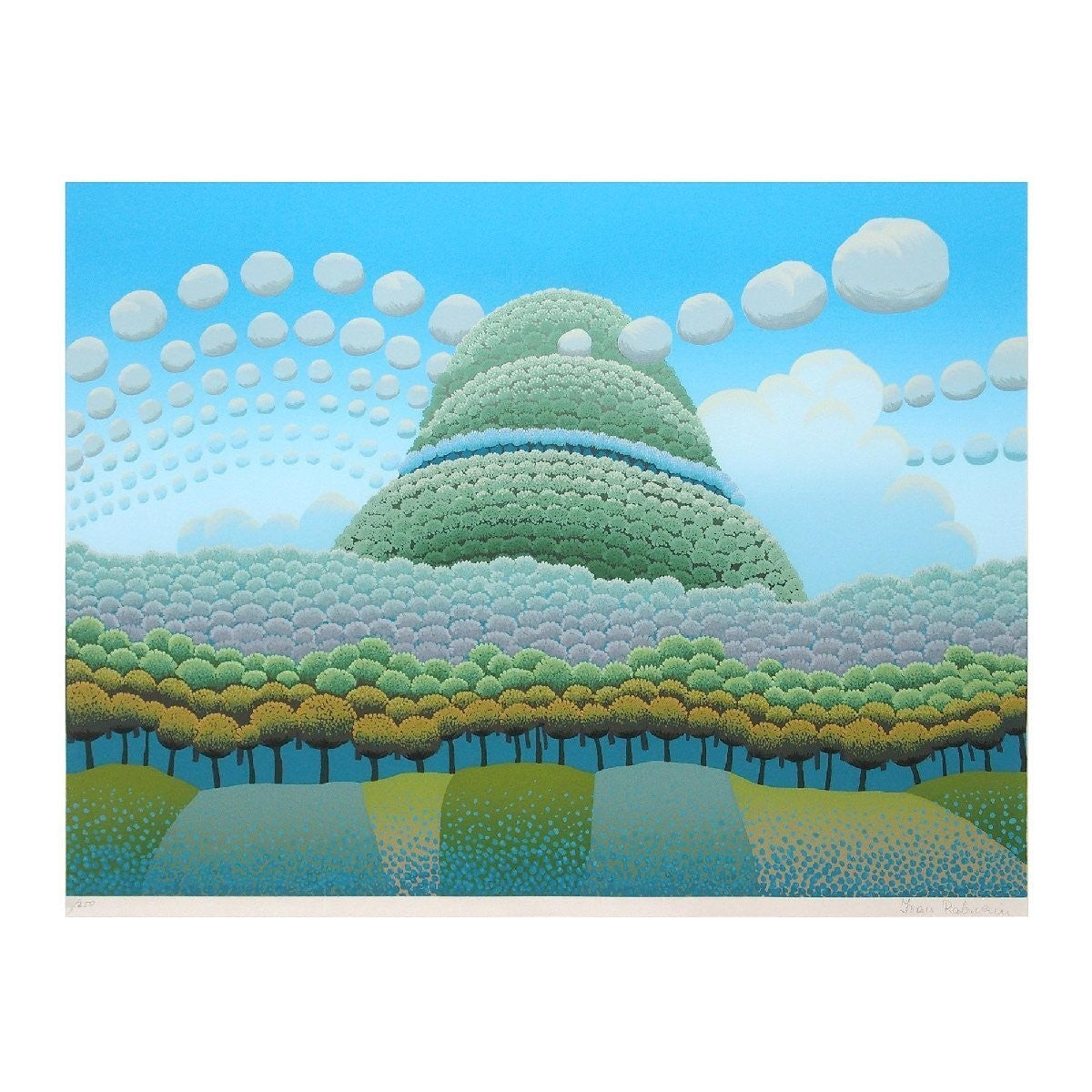 Ivan Rabuzin (Croatia) ""Hope Hill" Original Silk Screen Print Signed Framed