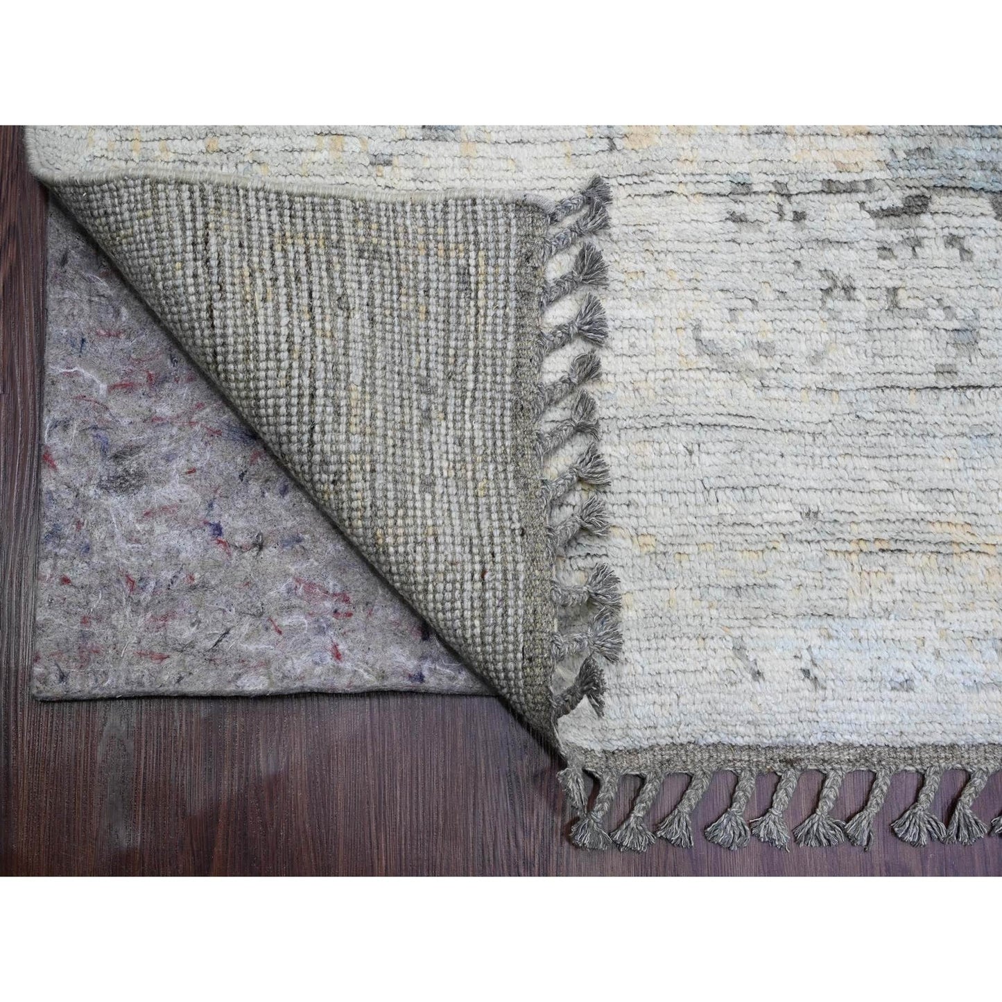 9'X12'1" Gray Moroccan Weave Elephant Feet Design Hand Knotted Wool Rug