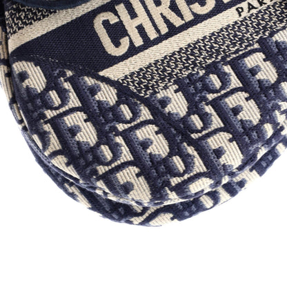 Christian Dior Saddle Handbag Logo Embroidered Oblique Canvas Medium