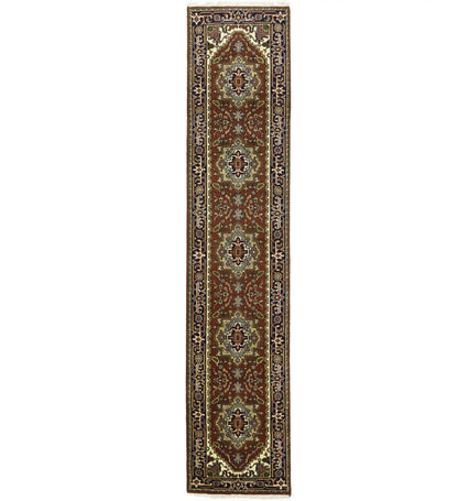 Heriz Serapi Oriental Runner Rug Floral Style Hallway & Kitchen Carpet 2'7X12 ft