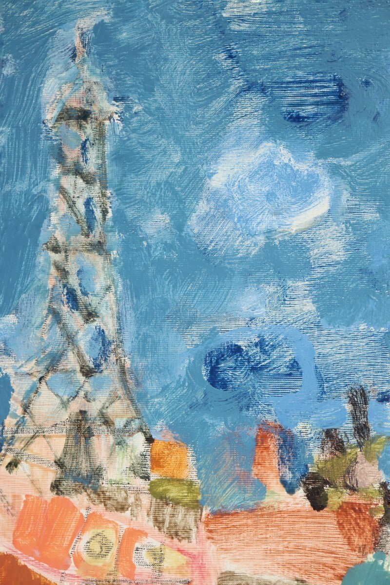 Gilles Gorriti Eiffel Tower Oil Painting Signed French Modern Art Aizpiri Style