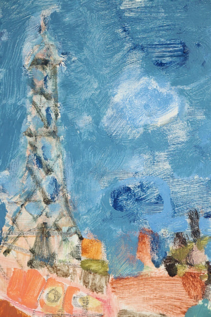 Gilles Gorriti Eiffel Tower Oil Painting Signed French Modern Art Aizpiri Style