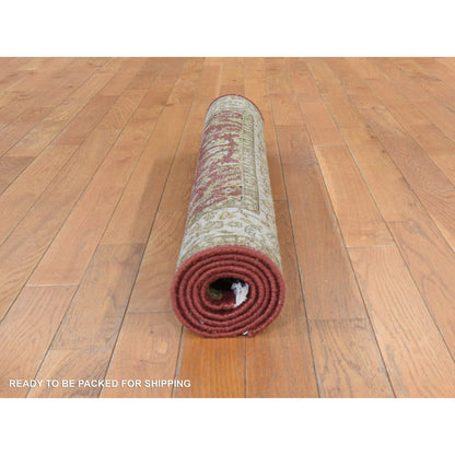 3'X5' Ruby Red Kishoon Design 250 Kpsi New Zealand Wool Hand Knotted Rug