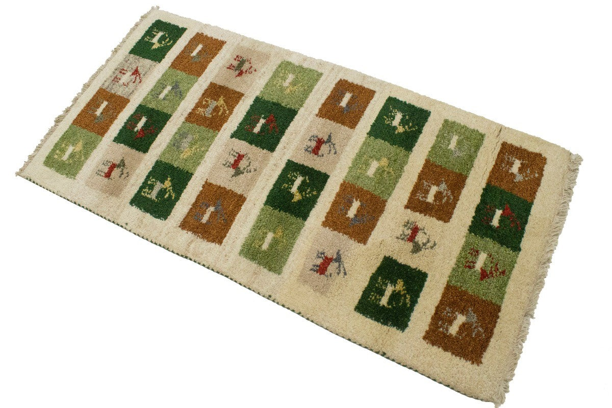 Handmade Thick Pile Multicolored Tribal Indo-Gabbeh Rug Oriental Carpet 2X4 ft