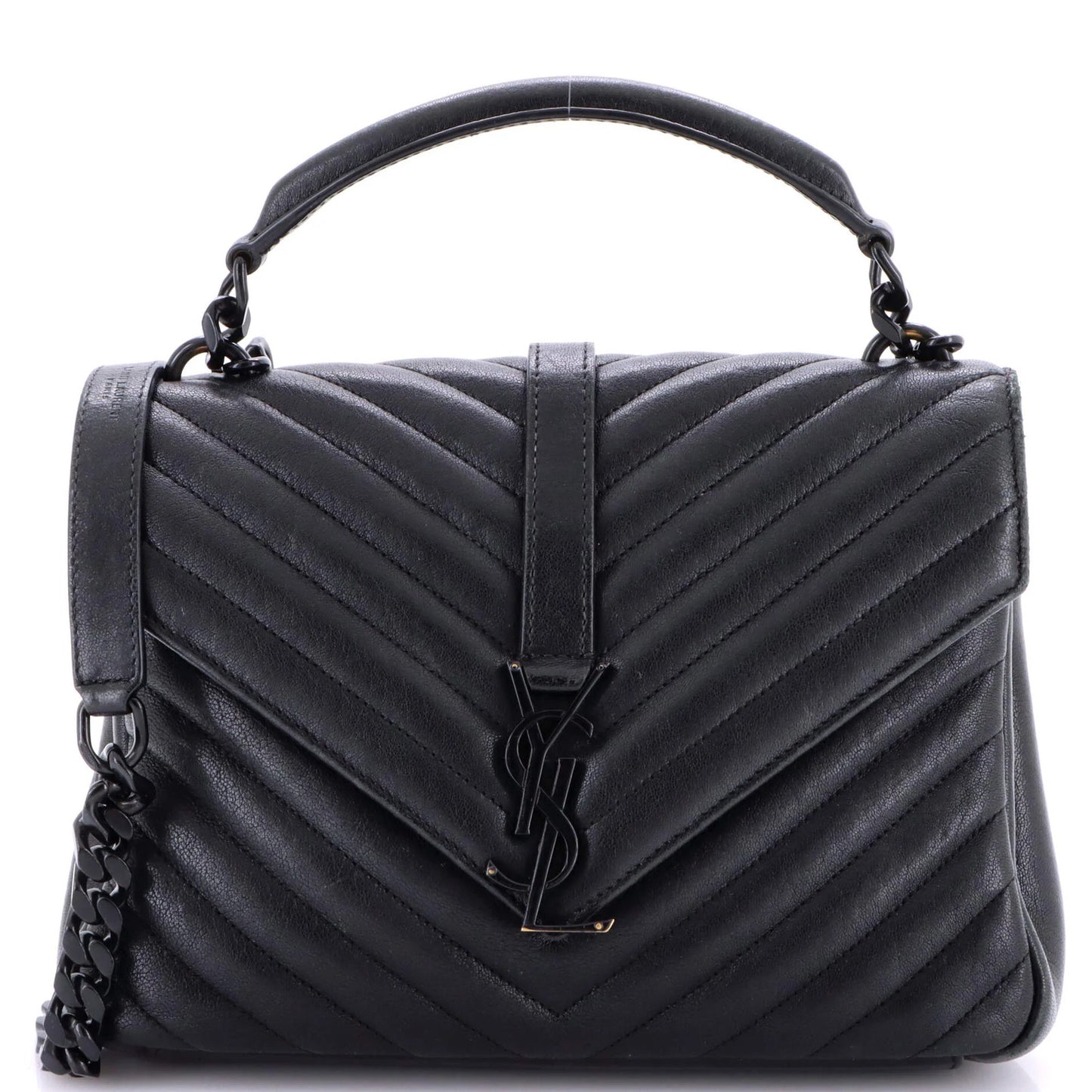 Saint Laurent Classic Monogram College Bag Matelasse Chevron Leather Medium