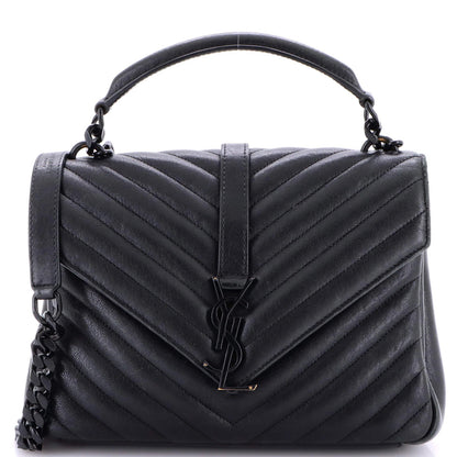 Saint Laurent Classic Monogram College Bag Matelasse Chevron Leather Medium
