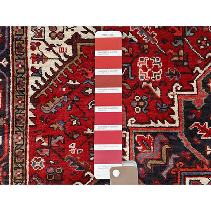 6'8"X9'5" Harvest Apple Red Hand Knotted Vintage Heris Cleaned Abrash Rug