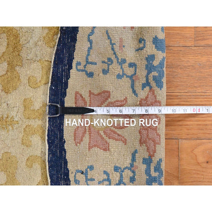 4'x6'9" Brown Antique Chinese Peking Oval Shape Wool Hand Knotted Rug
