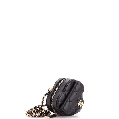 Chanel Cc In Love Heart Chain Necklace Zip Coin Purse Quilted Lambskin