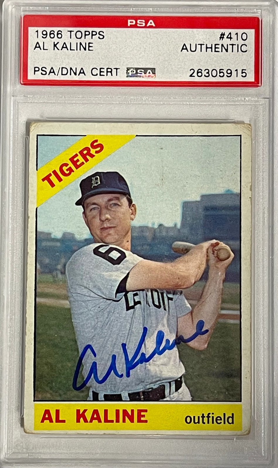 Al Kaline Autographed 1966 Topps Card #410 (Psa)