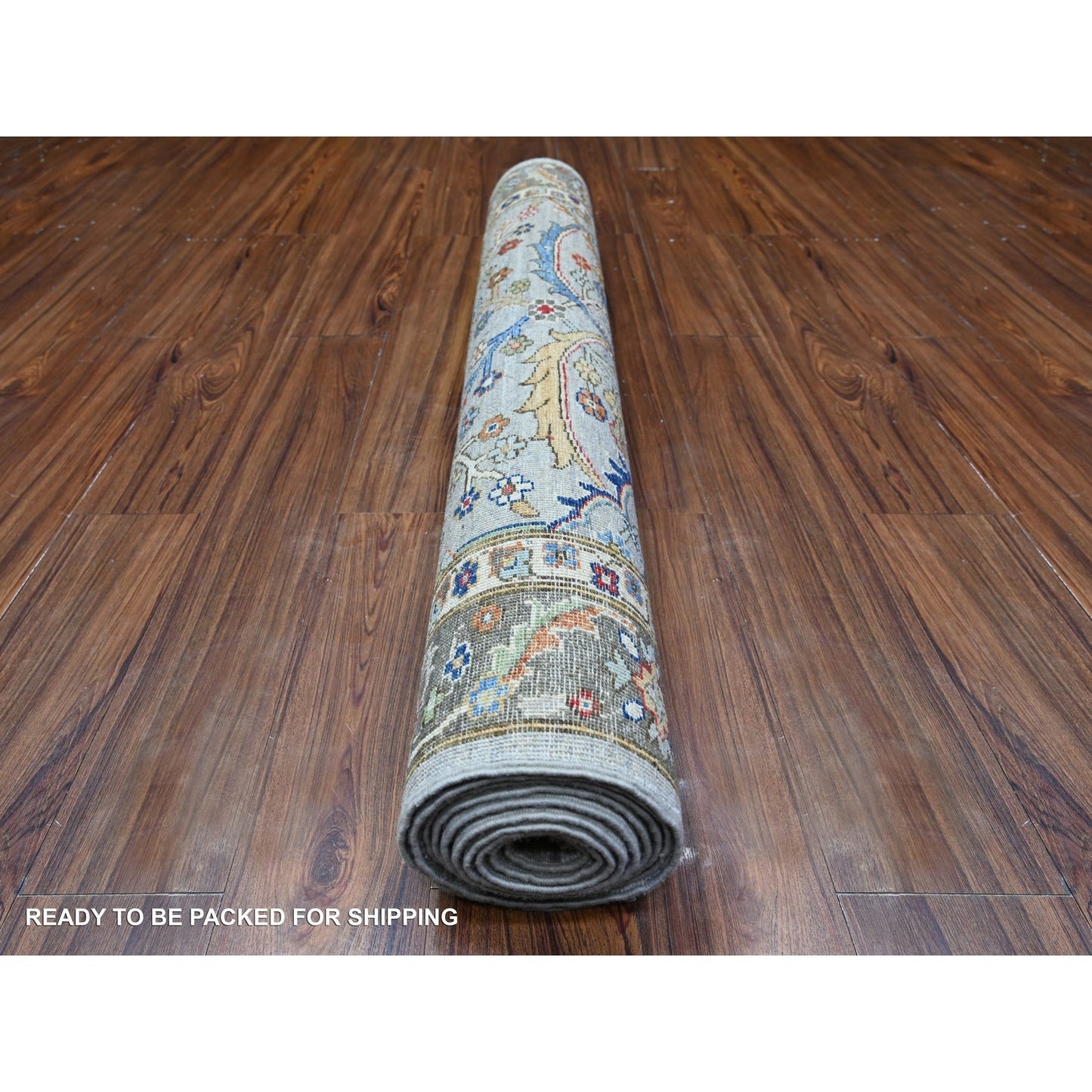 4'1"X11'8" Gray Vegatable Dyes Vibrant Wool Wide Runner Oriental Rug