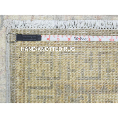2'9"X18'9" Cream Hand Knotted White Wash Peshawar Wool Xl Runner Rug