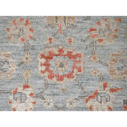 9'X11'10" Contented Green Hand Knotted Supple All Wool Oushak Design Rug