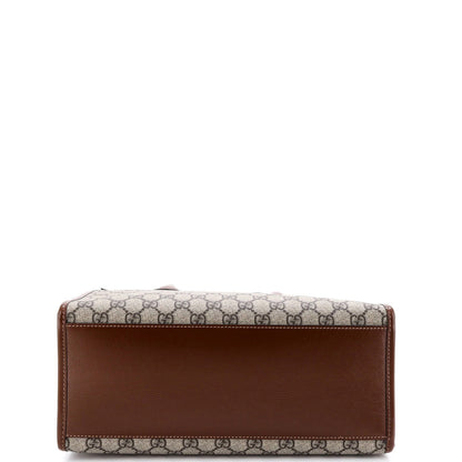 Gucci Structured Top Handle Open Tote Gg Coated Canvas Small